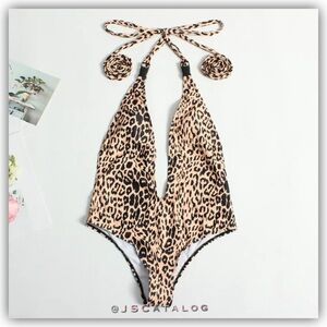 NEW Animal Print One Piece Backless Bathing Suit